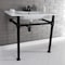 Kingston Brass KVPB37224Q0 37-Inch Console Sink with Stainless Steel Legs (4-Inch, 3 Hole), White/Matte Black KVPB37224Q0 - alternate 3